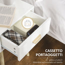 Set 2 Comodini 40,5x30,5x60 cm con Cassetto in Legno Color Rovere e Bianco      