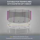 Rete di Protezione per Trampolini a 8 Pali con Ingresso con Cerniera Ø366x180 cm in PE Nero e Rosa