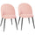 Set 2 Sedie da Pranzo Imbottite 52x55x79 cm con Schienale a Conchiglia in Velluto Rosa