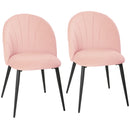 Set 2 Sedie da Pranzo Imbottite 52x55x79 cm con Schienale a Conchiglia in Velluto Rosa      
