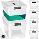 Set 4 Scatole Contenitori Salvaspazio Porta Oggetti da 30L Portaoggetti in Plastica Trasparente
