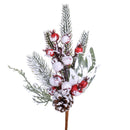 Set 12 Rami con Bacche innevato H26 cm Rosso