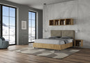 Letto Matrimoniale con Alzata Comoda Struttura Quercia con Cuscini in Similpelle Appia Cappuccino Varie Misure