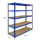 Scaffale da Garage Senza Bulloni 160x60x180 cm in Acciaio Blu  