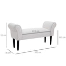 Panca Fondo Letto 102x35x51 cm con Braccioli Arrotolati Grigia   