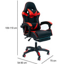 Sedia da Gaming Ergonomica con Poggiapiedi e Cuscini in PVC Rosso e Nero