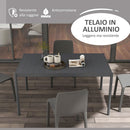 Tavolo da Giardino a Doghe 145x90x74 cm per 6 Persone in Acciaio e Alluminio Grigio Scuro      