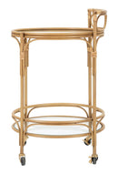 Carrello Panama Round Ø51x74 cm in Ferro e Vetro e Plastica Marrone      