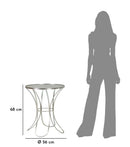 Tavolinetto Trixy Ø56x68 cm in Ferro e Vetro Argento      