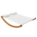 Amaca da Giardino 2 Posti 200x150x45 cm in Legno e Cotone Bianco