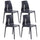 Set 4 Sedie Impilabili 85x50x51 cm in Polipropilene e Fibra di Vetro Lisbona Antracite
