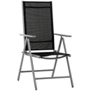 Sedia da Giardino Pieghevole 65x55x107 cm in Alluminio e Textilene Nera