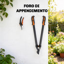 Set 2 Pezzi da Giardinaggio con Troncarami e Cesoie con Impugnatura Morbida e Blocco di Sicurezza in Acciaio Nero e Arancione      