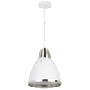 Lampada Moderna a Sospensione in Metallo Cromato Bianco 30x35 cm 