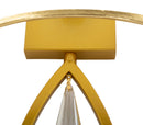 Lampada da Muro Vienna 16x15x50 cm in Ferro e Tessuto Oro e Bianco      