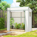 Serra per Piante 196x77x197 cm con 2 Finestre Laterali a Rete e Ingresso Avvolgibile in PE e Acciaio Bianco      