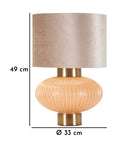 Lampada da Tavolo Perly Ø33x49 cm in Vetro e Ferro e Tessuto Perla e Oro      
