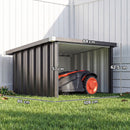 Garage Aperto 108x86x62.5 cm per Attrezzi e Tagliaerba con Tetto Inclinato in Acciaio Grigio Scuro      