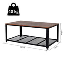 Tavolino da Soggiorno 2 Ripiani 106x60x45,5 cm in Legno e Acciaio  Nero