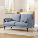 Divano 2 Posti 131x78x83 cm con Braccioli Imbottitura Spessa e 2 Cuscini in Tessuto Blu      
