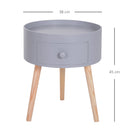Tavolino da Caffè Rotondo con Cassetto Moderno Grigio Ø38x45 cm 