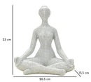 Decorazione Donnina Yoga Silver 20,5x15,5x23 cm in Resina Bianco      