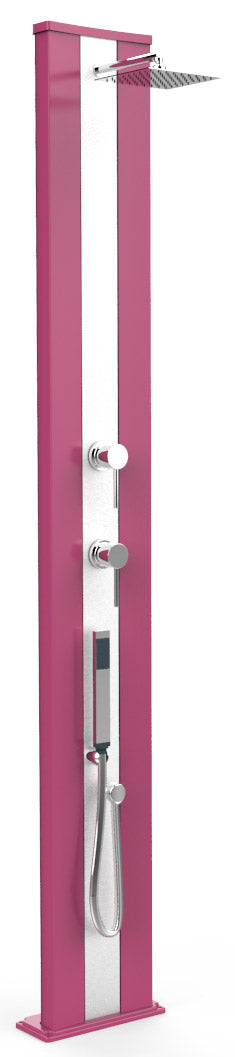 prezzo Doccia Solare da Esterno Giardino 40L Miscelatore e Doccetta Mobile Arkema Dada S Fascia Inox Fuxia