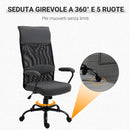 Sedia Poltrona Direzionale da Ufficio 58x61,5x117-125 cm in Tessuto Grigio