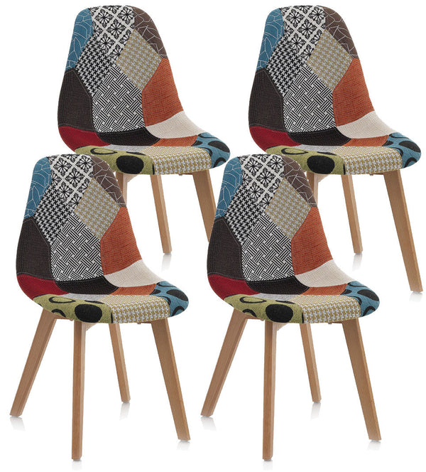 sconto Set 4 Sedie 47,5x43x82,5 cm in Tessuto Patchwork