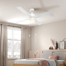 Ventilatore da Soffitto con Luce LED Ø130 cm 3 Velocità e Motore Reversibile Bianco e Legno