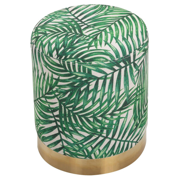 Pouf Poggiapiedi Ø36x42 cm in Velluto Fantasia Jungle e Oro online
