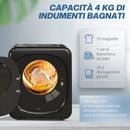 Asciugatrice ad Aria 48x40x56 cm Carico 4kg con Timer e Programma Smart in Acciaio Inox e ABS Nero      