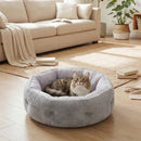 Letto Reversibile per Gatti o Cani di Piccola Taglia da Interno Ø62x21 cm in Peluche e Cotone PP Grigio Chiaro      