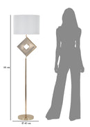 Lampada da Terra Move Ø40x161 cm in Ferro e Tessuto Oro e Bianco      