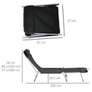 Sdraio da Giardino 182x56x28 cm Pieghevole con Schienale Reclinabile e Cuscino in Metallo e Texteline Nero      