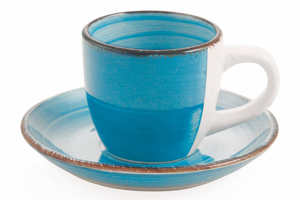 Set 6 Tazzine Caffè 90 ml in Gres Turchese con Piattino Villa d'Este Home Tivoli Baita Acqua online