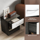 Comodino con Cassetto e Ripiano Aperto 39x28x41 cm in Legno Bianco e Grigio Scuro   