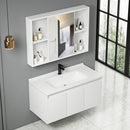 Set Composizione Bagno Pensile Sospeso 90 cm con Specchio Mobile Lavabo e Rubinetto Bianco      