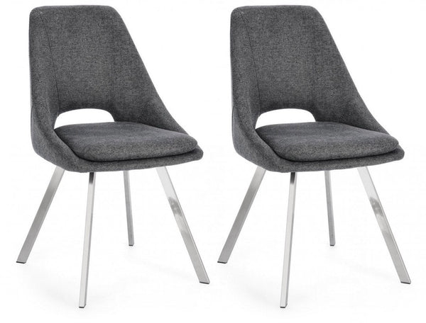 Set 2 Sedie 45x49,5x85 cm Kashar in Tessuto Grigio Scuro acquista