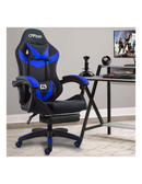 Sedia da Gaming Ergonomica 66x60x134 cm con Poggiapiedi in Similpelle Blu
