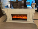 Camino Elettrico da Pavimento 70x150x33 cm Effetto Fiamma 1500W Frankfurt small Bianco