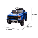 Macchina Elettrica per Bambini Ford Raptor 12V con Telecomando Bluetooth Luci LED e Tappetini Inclusi Blu