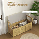 Panca Scarpiera a Doghe da Ingresso con Design a Ribalta 100x40x60 cm in Legno di Bambù