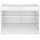 Bancone Espositore 120x90x60 cm per Negozio con Vetrina Ripiani in Vetro Bianco Brillante