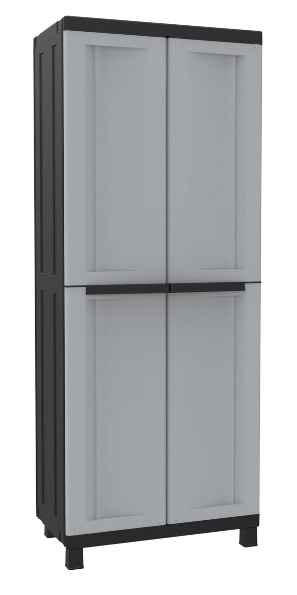 online Armadio Modulare da Esterno 68x39x170 cm 2 Ante 3 Ripiani in Polipropilene Twist Grigio e Nero
