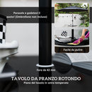 Set da Giardino 5 Pezzi con 4 Sedie e Tavolo Rotondo con Foro in Rattan e Acciaio Marrone e Grigio   
