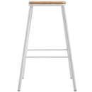 Set 4 Sgabelli da Bar Alti in Acciaio e Legno  Bianchi