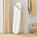 Specchio a Figura Intera da Terra 50x4x180 cm con Supporto Pieghevole in Vetro e Metallo Oro      