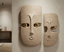 Decorazione Murale Dakar Coppia 20x6x40 cm in Ceramica Marrone e Oro      