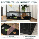 Gabbia per Roditori 118x59x36 cm in Metallo e Tela Nera